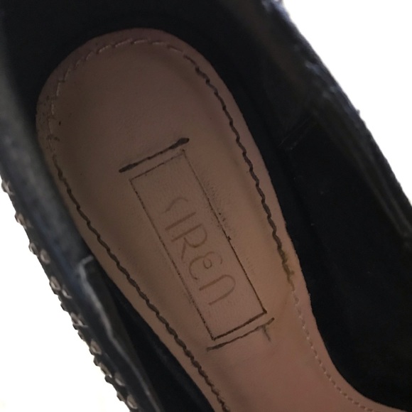 Black Siren Heels Diamanté Size 6.5 Suede - Picture 3 of 6